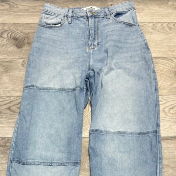 Hollister Jeans Curvy Ultra High Rise Dad Patchwork Light Wash Sz 5 Baggie Denim - Picture 4 of 16